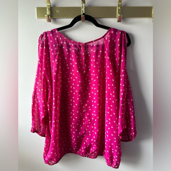 NWT Gap Purple Polka Dot Cold Shoulder Top Size XXL - Picture 12 of 14
